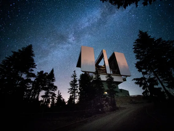 Stars shining over building